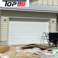 Porte de garage double 16x8 en acier isolé avec rail arrière à rouleaux, ouverture latérale électrique automatique, kit d'installation DIY