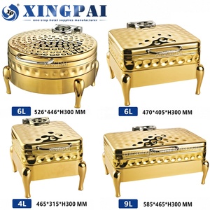 XINGPAI Dubai Restaurant Equipment Oblong <strong>Buffet</strong> De Lux Serving Dish Royal Gold Chaffing Dish for Party - Product Image 2