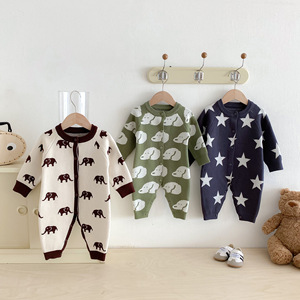 Abiti autunnali e invernali <span class=keywords><strong>per</strong></span> tutine da bambina in stile coreano tuta da gattonare in maglia neonato in cotone - Product Image 2