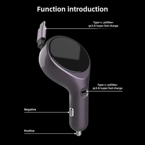 Nhà máy xách tay PD 60W/30W siêu nhanh xe sạc K2 có thể thu vào USB + Type-C xe adapter 5V/2A Đầu vào 5V/3A đầu ra chức năng 3.0 - Product Image 6