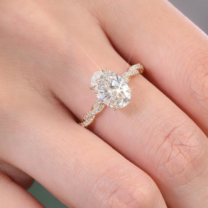 Anillo de compromiso con diamante ovalado de laboratorio de 2 quilates, oro amarillo macizo de 18k, anillo de diseño original de marca personalizada para mujer, anillo de joyería. - Product Image 3