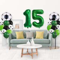 Ensemble de ballons en aluminium pour fête de football, comprenant un ballon de football et un ballon chiffre vert