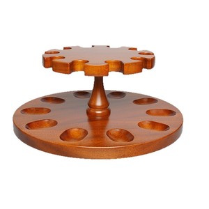 Round Walnut Wood <b>Pipe</b> <b>Stand</b> 10 Position Solid Wood <b>Pipe</b> Holder For Storage And Display Roman Style - Product Image 3