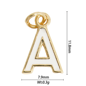 Copper Alphabet Pendant A-Z For Necklace Making Plated Gold Color Jewelry Findings Mixed Shapes 26 Letters DIY Charm - Product Image 2