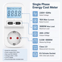 Meteran Daya Satu Fasa 3680W, Soket Pengukur Biaya Energi, Layar Digital, Kelas Akurasi 2.0, Arus Maksimum 16A, Untuk Penggunaan Rumah Tangga