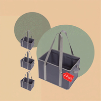 Lot de 4 sacs de courses pliables réutilisables, grande capacité, robustes, avec poignées, fond renforcé, en PLA, ouverture par le haut