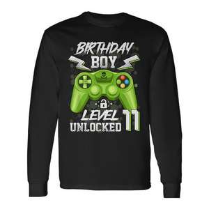 T-shirt à manches longues pour garçons, jeu vidéo débloqué niveau 11, 11e anniversaire, gamer - Product Image 1