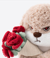 Peluche Lapin Rose Rouge Furieux Diudiu, Jouet en Peluche Lapin Beige, Poupée Animal en Peluche, Coussin Doux Dessin Animé, Cadeau Décoration pour Enfants