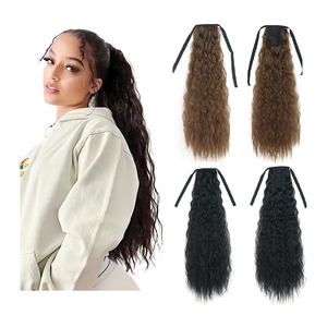 All'ingrosso 20 pollici profondo ondulato Dreadlocks trecce parrucchino sintetico lungo crespo ricci Afro capelli estensioni coda di cavallo - Product Image 5