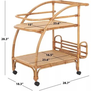 Carrito de bambú tejido a mano moderno, nuevo diseño, carrito de barra, 4 ruedas giratorias, cocina, sala de estar, uso en Hotel, fácil montaje, Vietnam - Product Image 2