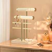 Organisateur de bijoux à 4 niveaux en forme d'arbre, présentoir pour colliers et bracelets avec barre à bagues pour le rangement de montres et boucles d'oreilles