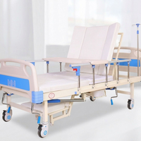 Cama de Hospital Manual Multifuncional de Acero, Orientada a la Rehabilitación, con Barandilla Antideslizante para Centros de Rehabilitación, Cuidado de Ancianos y Personas con Discapacidad
