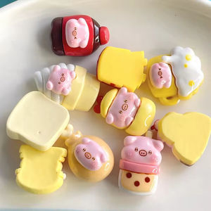 Nueva tendencia, bonitos personajes <span class=keywords><strong>de</strong></span> dibujos animados, abalorios <span class=keywords><strong>de</strong></span> resina <span class=keywords><strong>de</strong></span> cerdo, Parte posterior plana para mujer, joyería, fabricación <span class=keywords><strong>de</strong></span> fundas <span class=keywords><strong>de</strong></span> teléfono - Product Image 3