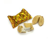 Biscuits de la fortune en gros, personnalisables avec étiquette OEM, en emballage en vrac, à base de farine de blé, avec surprise intéressante