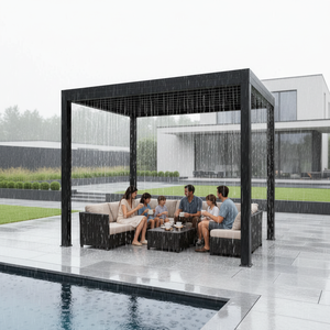 Gazebo Classique <span class=keywords><strong>Manuel</strong></span> 10x10 pieds en Alliage d'Aluminium Étanche et Anti-corrosion, Idéal pour Villas et Piscines - Product Image 1