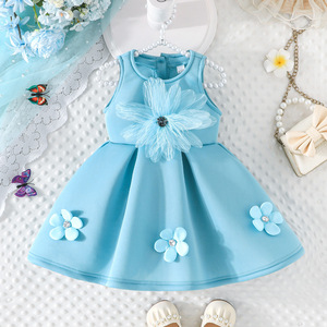 Nuovo vestito da principessa per ragazze primavera estate con fiori 3D, vestito tutù senza maniche, dolce <span class=keywords><strong>abbigliamento</strong></span> per <span class=keywords><strong>bambina</strong></span> 0-5 anni - Product Image 3