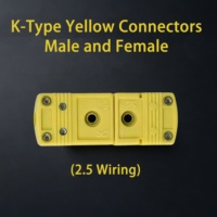 Connecteur Thermocouple Type K Mini Mâle-Femelle en Plastique Jaune Norme Américaine, Câblage 2.5, Double Broche, Sertissage à Vis, IP20