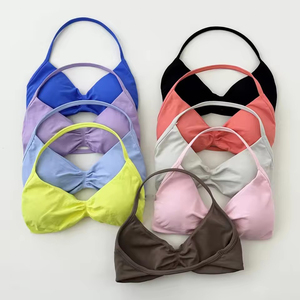 New Supportive Sports Bra Strappy Backless Yoga Gym Bra Women Workout Clothing Gym Top Halter Seamless Sport Bras - Product Image 1