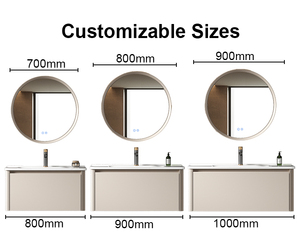 Mueble de <span class=keywords><strong>Baño</strong></span> Flotante Moderno Minimalista Estilo <span class=keywords><strong>Bauhaus</strong></span>, Espejo Inteligente Colgante de Pared de Aleación de Aluminio, Lavabo de Cerámica, para Comedor o Villa - Product Image 6