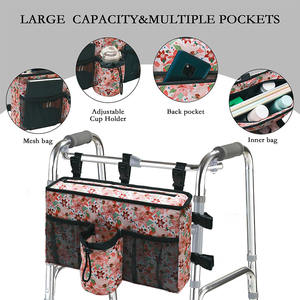 Bolsa de Gran Capacidad con Diseño Floral y Múltiples Bolsillos para Personas Mayores, Correas Ajustables, Bolsa Organizadora para Andadera de Fácil Acceso - Product Image 6