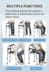 Adjustable Height 4-Leg <strong>Walking</strong> <strong>Frame</strong> <strong>with</strong> Non-Slip Rubber Feet Indoor Homecare Walker for Elderly - Product Image 3