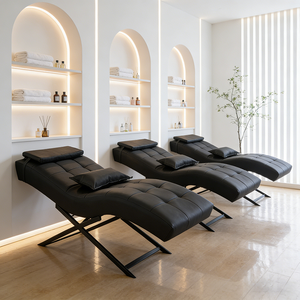 Factory Price Beauty Salon Furniture White Fabric Cosmetic Facial Spa Bed Modern Manual Adjustable Curved Eye Lash Bed - Product Image 6