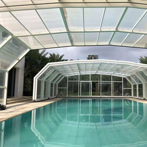 Jardin d'hiver moderne à toit incliné, véranda autoportante rétractable en aluminium et verre trempé, véranda <span class=keywords><strong>mobile</strong></span> 4 saisons pour villa - Product Image 5