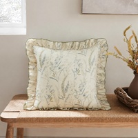 Housse de coussin imprimée en coton et lin, style campagnard, motif floral, douce, avec volants, pour décoration de jardin, mariage, fête, maison