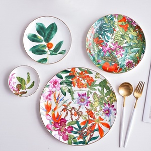 Ustensiles de cuisine de haute qualité, ensembles de vaisselle royale, ensembles de vaisselle en céramique sur le thème de la forêt tropicale, ensembles de vaisselle à motifs de feuilles de forêt tropicale, minimalistes - Product Image 3