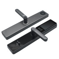Serrure intelligente Tuya MS858M avec empreinte digitale + carte + mot de passe + application + clé, cylindre de serrure de classe C, WiFi, corps en aluminium, alimentée par piles AA