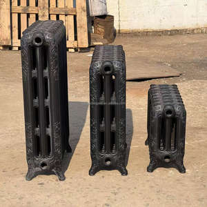 <span class=keywords><strong>Radiateur</strong></span> rectangulaire en fonte de designer, 3 colonnes, rétro, économie d'énergie, noir avec design graphique - Product Image 5