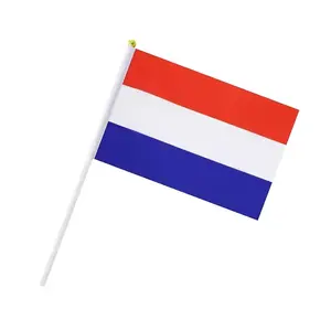 Pola kustom merah putih biru 14*28 Cm bendera tangan Belanda melambai dengan konstruksi kuat