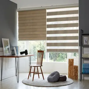 Neues Design Indoor Tag- und Nacht-Zebra-Schatten für Fenster individuelle schnurlose Zebra-Jalousien motorisierte Walze wasserdicht hohe Qualität