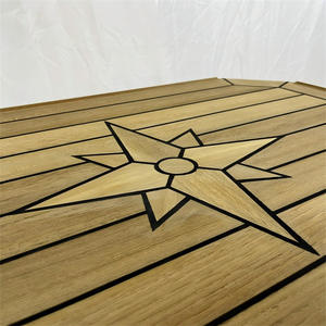 Plateau de table rectangulaire en teck à motif étoile, à bords droits, pour cour, accessoires marins populaires pour yacht, vendeur transfrontalier - Product Image 3
