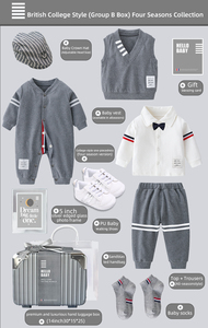 Tuta Grigia di Alta Qualità Stile College per Neonati, Giacca Pieghevole per Bambini, Confezione Regalo per Primo Compleanno - Product Image 2