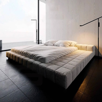 Gainsville Furniture villa brun velours doux lit double hôtel chambre à coucher d'hôtel dossier rembourré meubles de lit king size