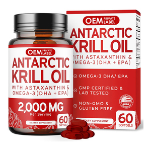 Suplemento de Aceite de Krill Antártico OEM, Cápsulas Blandas de Aceite de Krill Omega 3 con EPA, DHA, Astaxantina y Fosfolípidos, Apoya la Salud del Corazón, el Cerebro y las Articulaciones - Product Image 1
