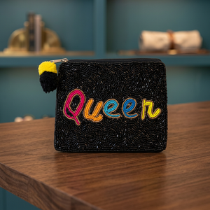 Porte-monnaie perlé fait main, pochette carrée brodée multicolore, sac à monnaie zippé tendance pour usage quotidien, idéal pour cadeaux de fête - Product Image 1