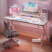 Bureau de jeu pour ordinateur, bureau de travail moderne minimaliste en acier inoxydable, surface en MDF stable, vente en gros sur mesure OEM