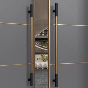 Manija de puerta de vidrio para <span class=keywords><strong>hotel</strong></span>, con textura moleteada, resistente, para puertas correderas de entrada de madera grande, en negro y oro rosa. - Product Image 3