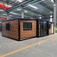 Villa préfabriquée portable de 40 pieds, maison mobile pliable, maison conteneur extensible à toit plat préfabriqué, 3 chambres