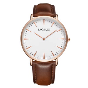Boîtier en alliage ultra-mince pour hommes et bracelet en cuir, cadran de 40mm de diamètre, logo <span class=keywords><strong>personnalisable</strong></span>, design classique bon marché, cadeau parfait - Product Image 1