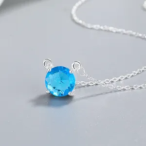 Wholesale Colorful Large Zircon S925 Silver Necklace Statement Jewelry Essential Enamel Sterling Silver Fine Jewelry Necklaces