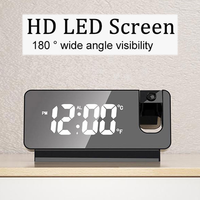 Réveil à Projection numérique miroir affichage 12/24h horloge Unique révélation Matin réveil Klok projecteur de bureau horloge murale