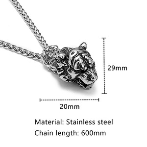 สร้อยคอจี้หัวเสือสแตนเลส 60 ซม. ของขวัญเครื่องประดับสำหรับผู้ชาย - Product Image 4