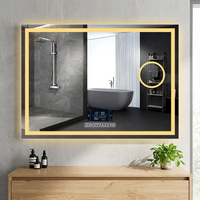 Miroir intelligent rectangulaire anti-buée avec éclairage frontal LED intégré, variateur de lumière et capteur tactile