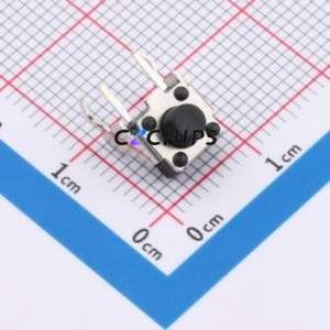 TS666ZJ-BB Tactile Switch Through hole Component (THT) Switch Single Pole Single Throw Round Button 2.5N Right Angle Insert - Product Image 1
