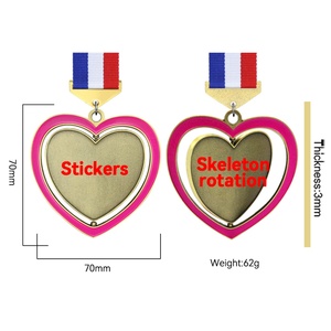 LY Trofeos al por mayor, medallas, placas, regalo para amantes, medalla en blanco con inserto de pegatina en forma de corazón para premios - Product Image 6