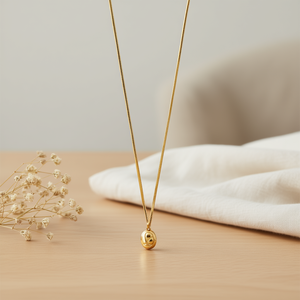 Collana con Ciondolo in Acciaio Inossidabile con Diamante, Placcata in Oro 22k, Catena a Serpente, Minimalista, per Uso Quotidiano Femminile - Product Image 2