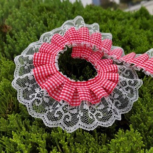 5cm Diy pakaian poliester jahit renda kotak-kotak kain dilipat pita pakaian hewan peliharaan kostum gaun tekstil lipit ruffle tepi pemangkasan - Product Image 3
